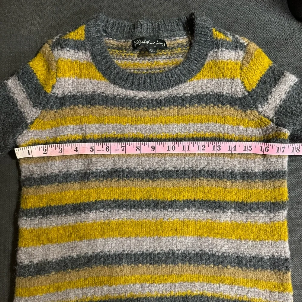 Elizabeth & James Slouchy Striped Knit Sweater in Yellow/Gray Size XS